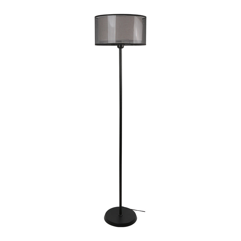 Double-Layer Cylindrical Metal Fabric Floor Lamp
