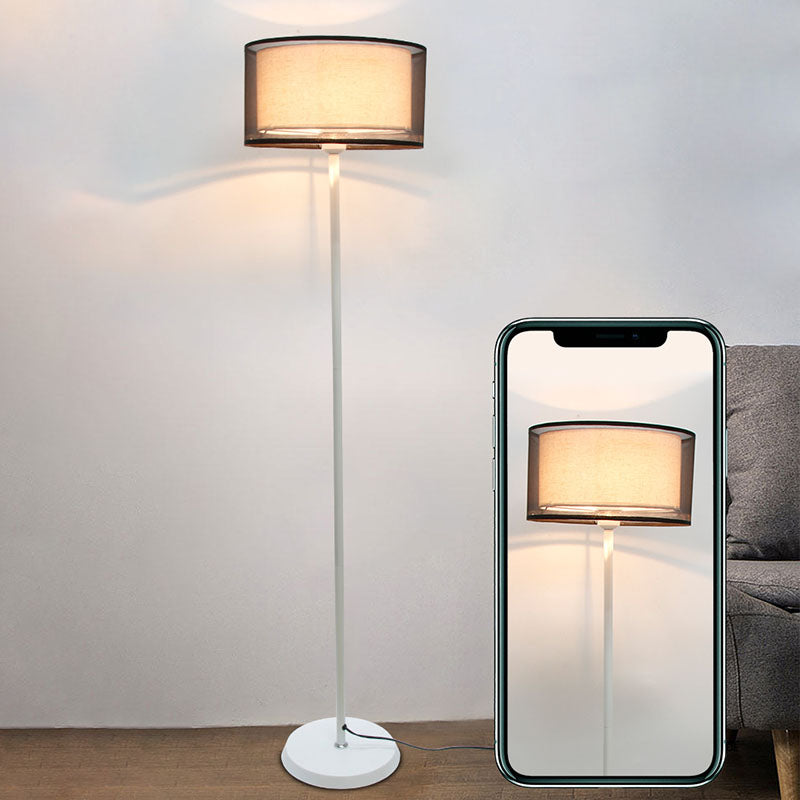 Double-Layer Cylindrical Metal Fabric Floor Lamp