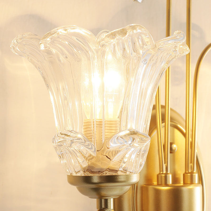Butterfly-Shaped Iron Crystal Glass 2-Light Wall Lamp