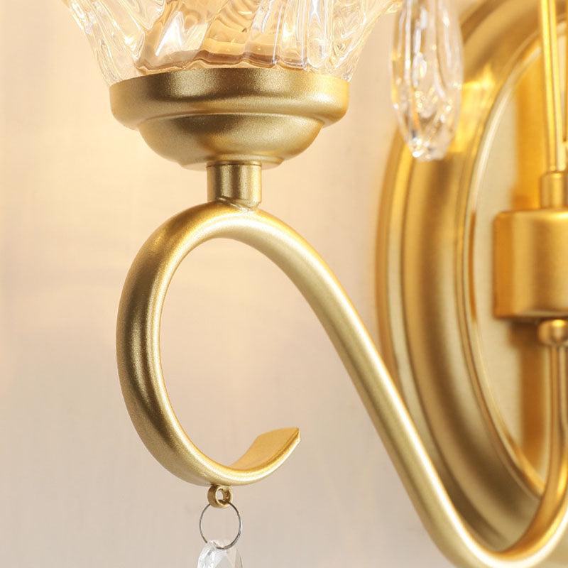 Butterfly-Shaped Iron Crystal Glass 2-Light Wall Lamp