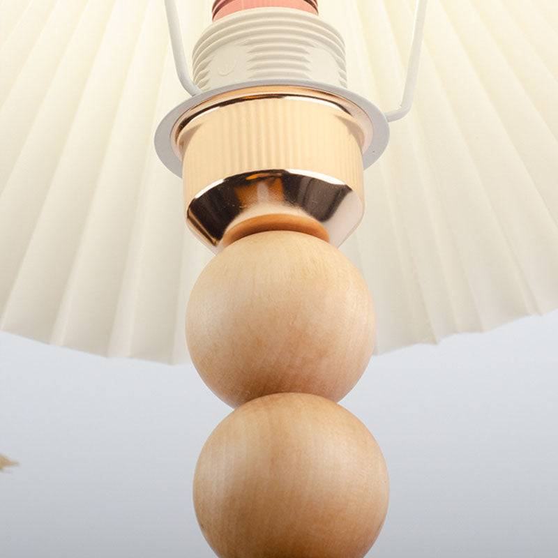 Pleated Gourd Shaped Oak Table Lamp