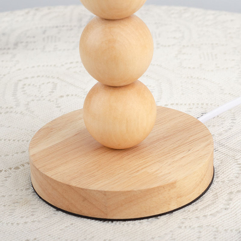 Pleated Gourd Shaped Oak Table Lamp