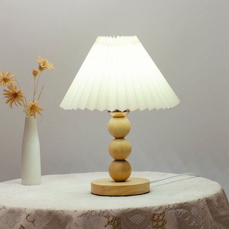 Pleated Gourd Shaped Oak Table Lamp
