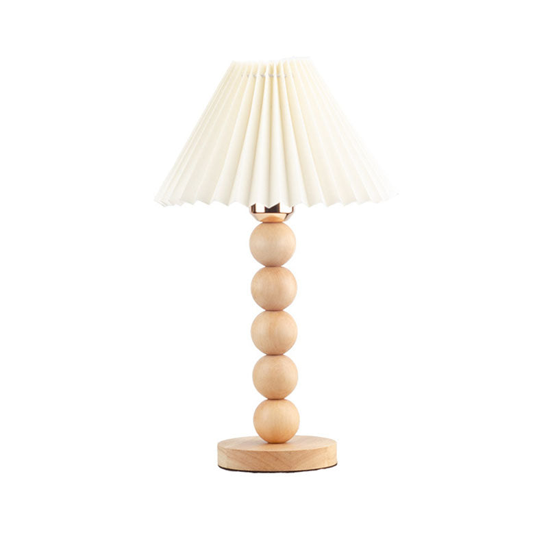 Pleated Gourd Shaped Oak Table Lamp