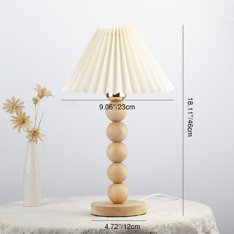 Pleated Gourd Shaped Oak Table Lamp