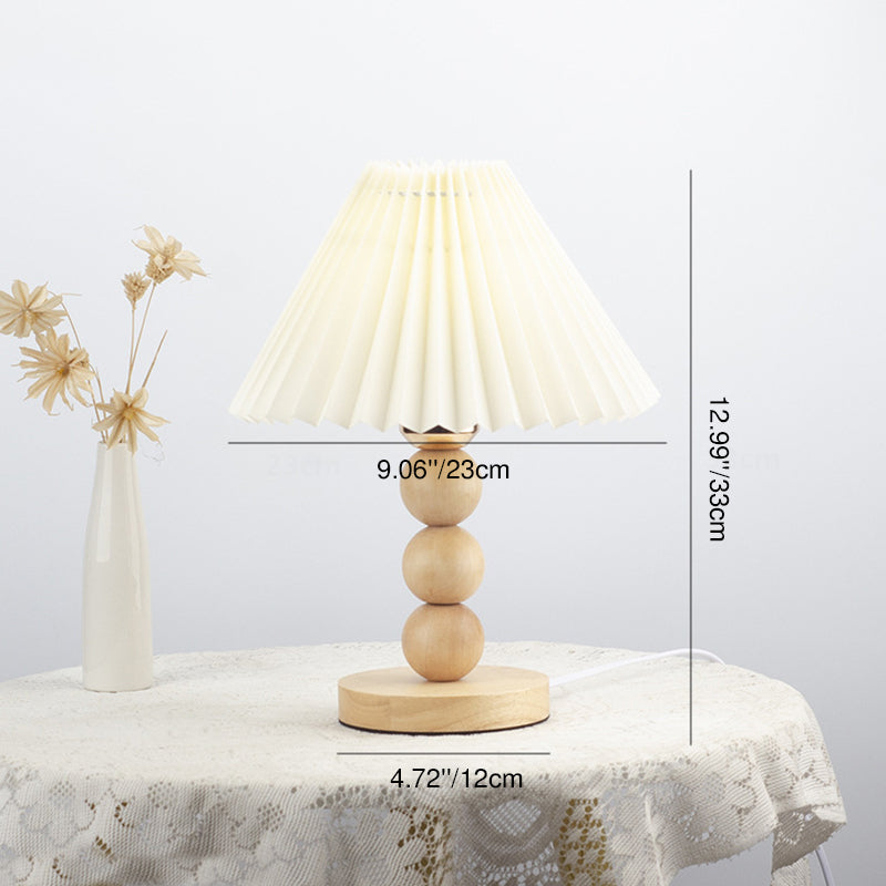 Pleated Gourd Shaped Oak Table Lamp