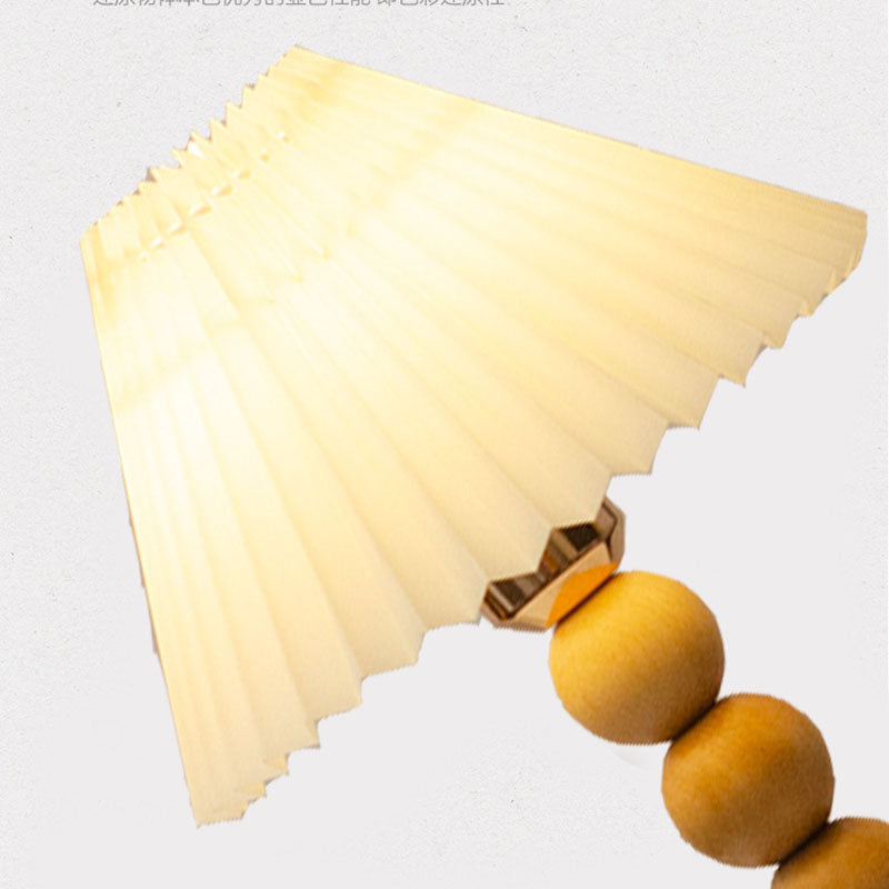 Pleated Gourd Shaped Oak Table Lamp