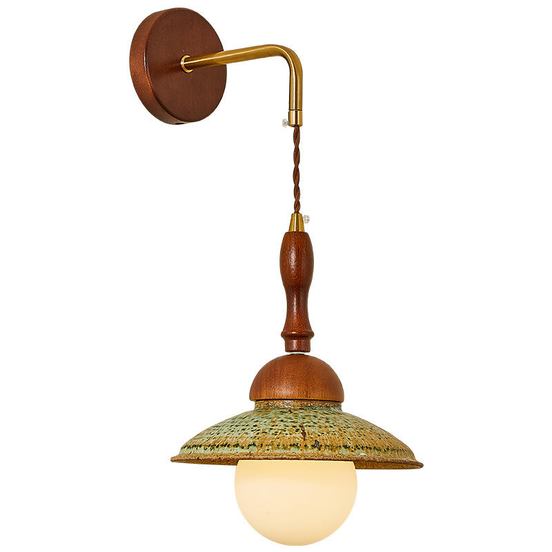 Round Ball Solid Wood Wall Lamp
