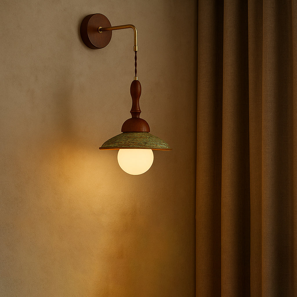 Round Ball Solid Wood Wall Lamp