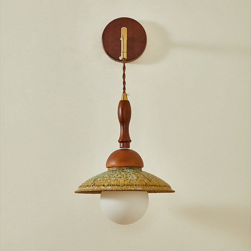 Round Ball Solid Wood Wall Lamp