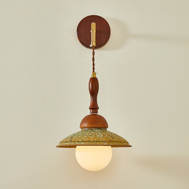 Round Ball Solid Wood Wall Lamp