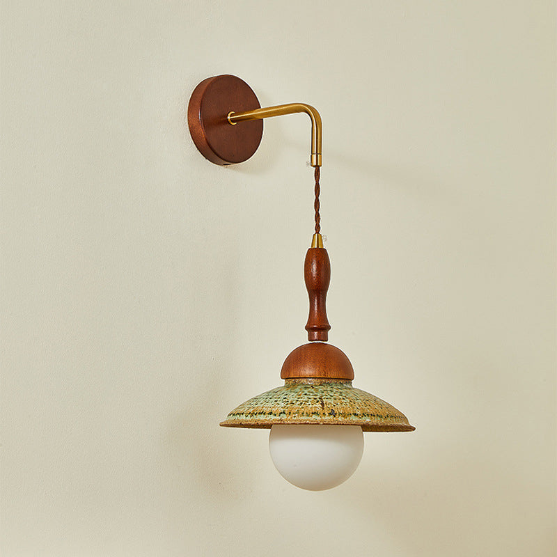 Round Ball Solid Wood Wall Lamp