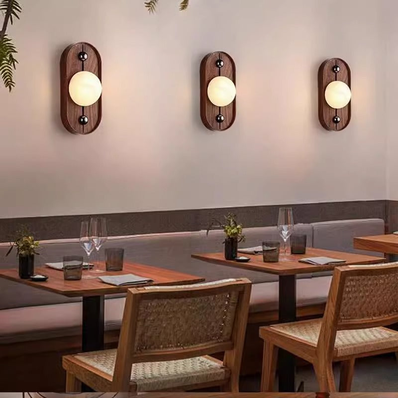 Round Striped Metal Marble Wall Lamp