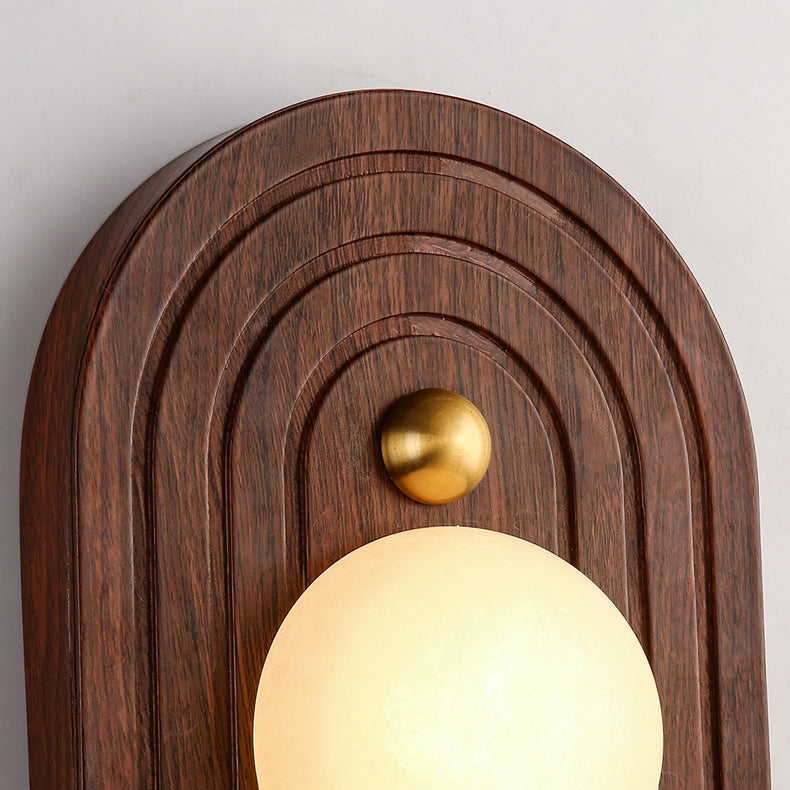 Round Striped Metal Marble Wall Lamp