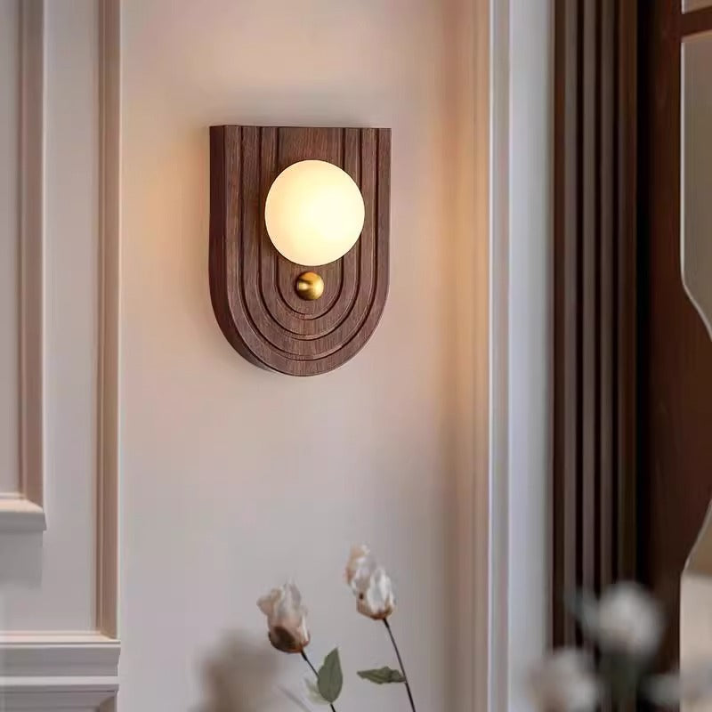 Round Striped Metal Marble Wall Lamp