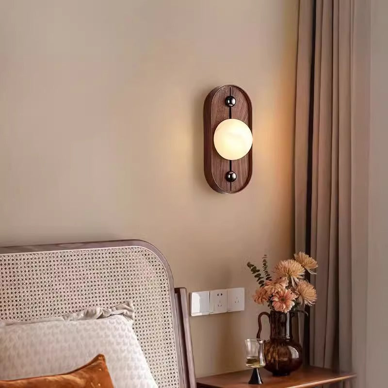 Round Striped Metal Marble Wall Lamp