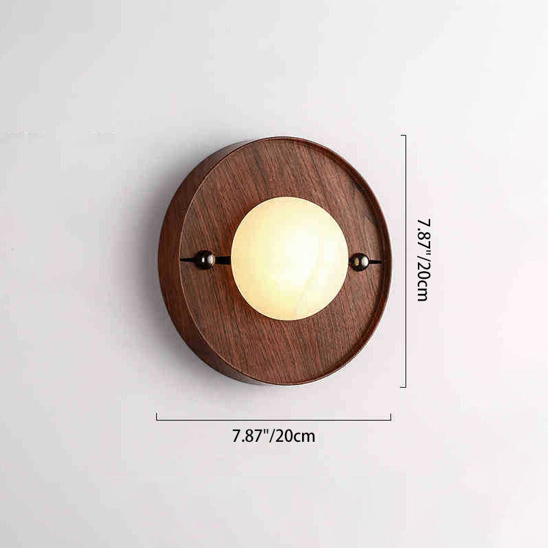 Round Striped Metal Marble Wall Lamp