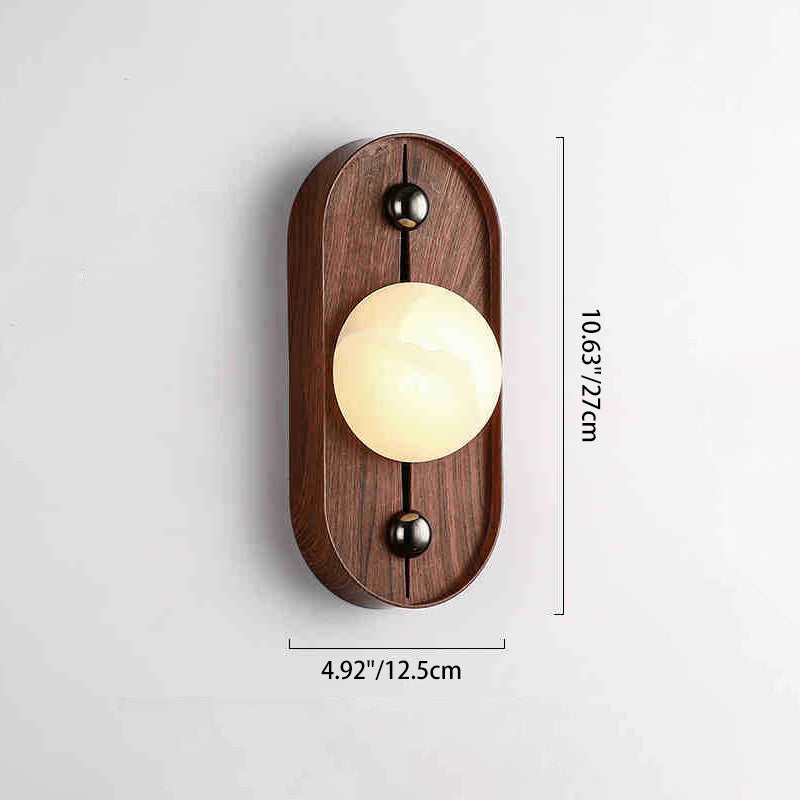 Round Striped Metal Marble Wall Lamp