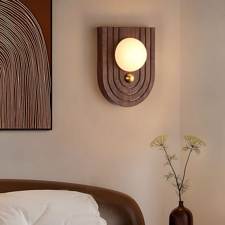 Round Striped Metal Marble Wall Lamp