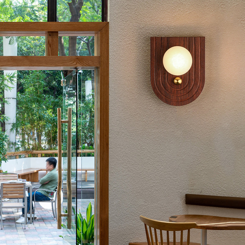 Round Striped Metal Marble Wall Lamp