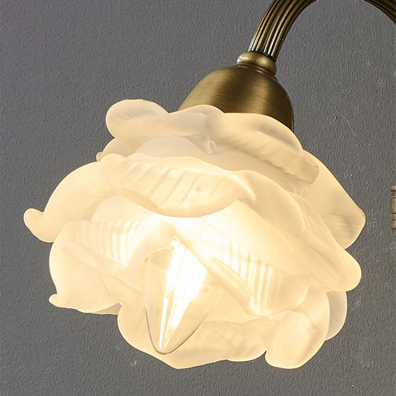 Floral-Shaped Copper Glass Bedroom Wall Lamp