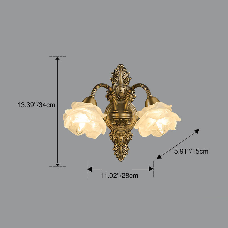 Floral-Shaped Copper Glass Bedroom Wall Lamp