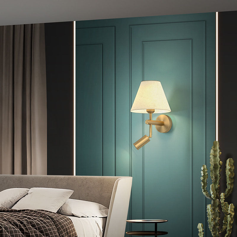 Rotatable Round Copper Fabric Wall Lamp