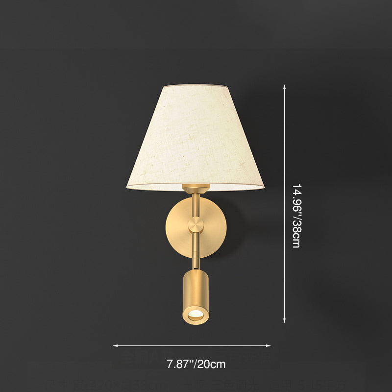 Rotatable Round Copper Fabric Wall Lamp
