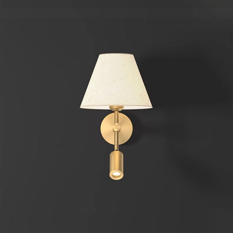 Rotatable Round Copper Fabric Wall Lamp
