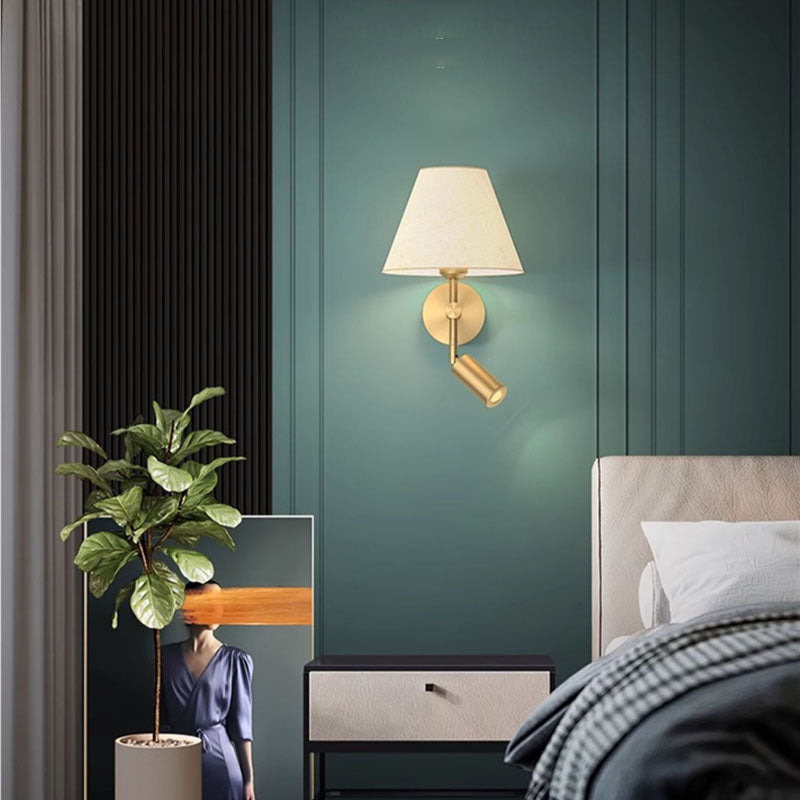 Rotatable Round Copper Fabric Wall Lamp