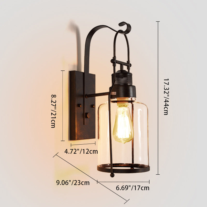 Kettle Shape Iron Glass Wall Lamp
