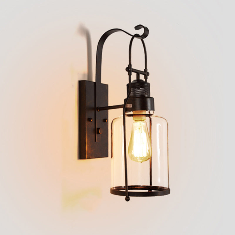Kettle Shape Iron Glass Wall Lamp