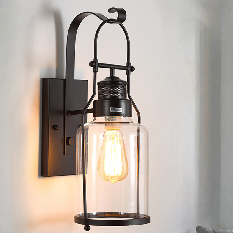 Kettle Shape Iron Glass Wall Lamp