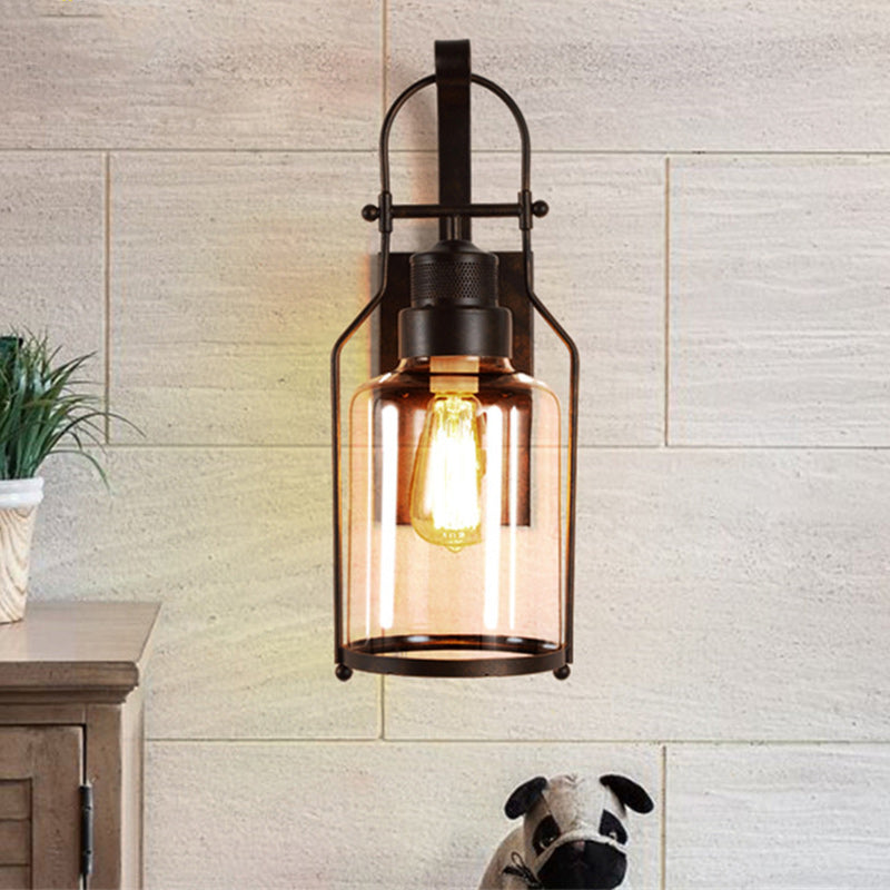 Kettle Shape Iron Glass Wall Lamp