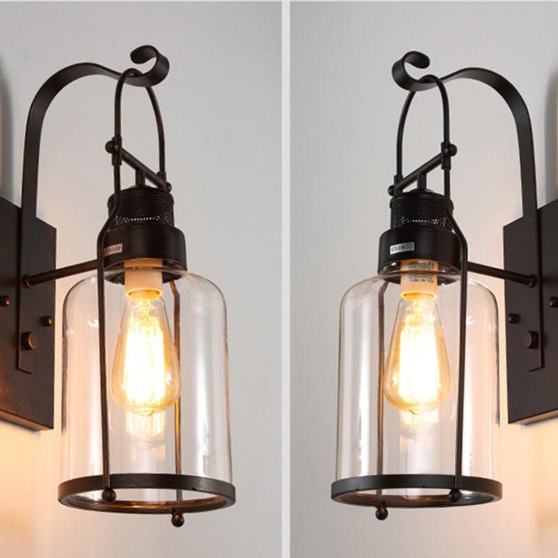 Kettle Shape Iron Glass Wall Lamp