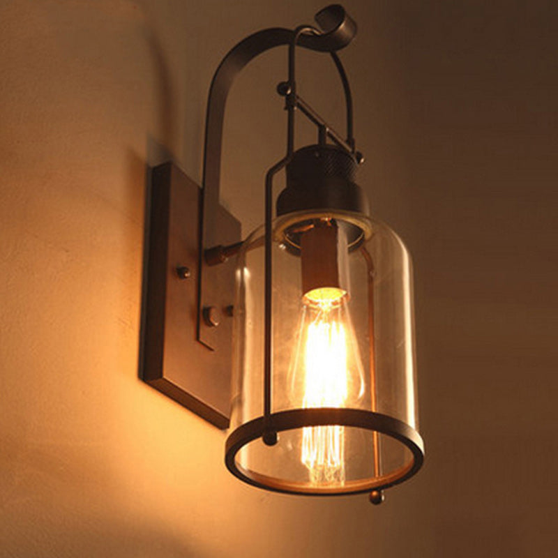 Kettle Shape Iron Glass Wall Lamp