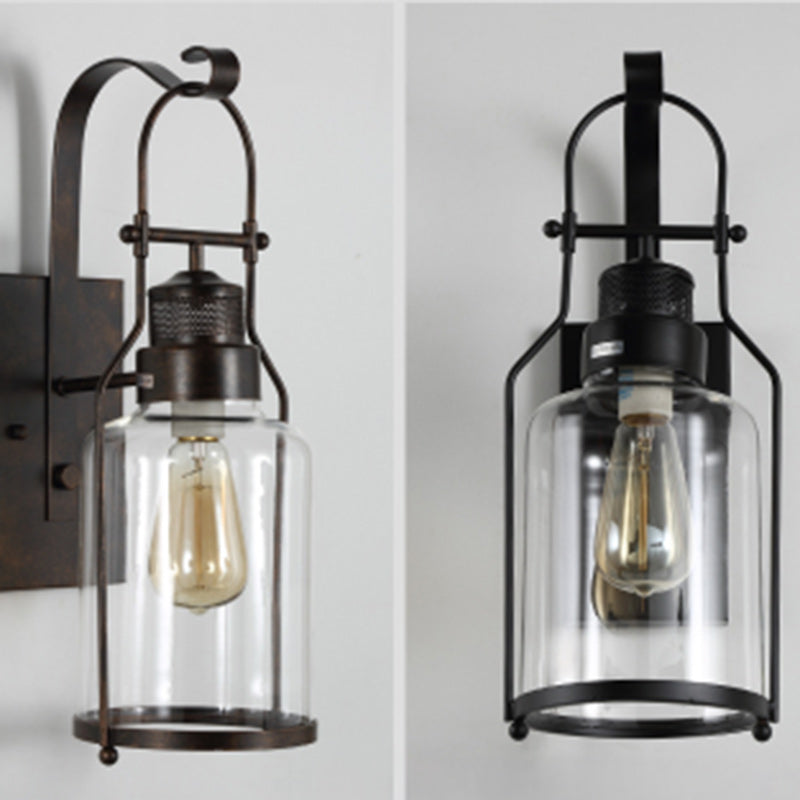 Kettle Shape Iron Glass Wall Lamp