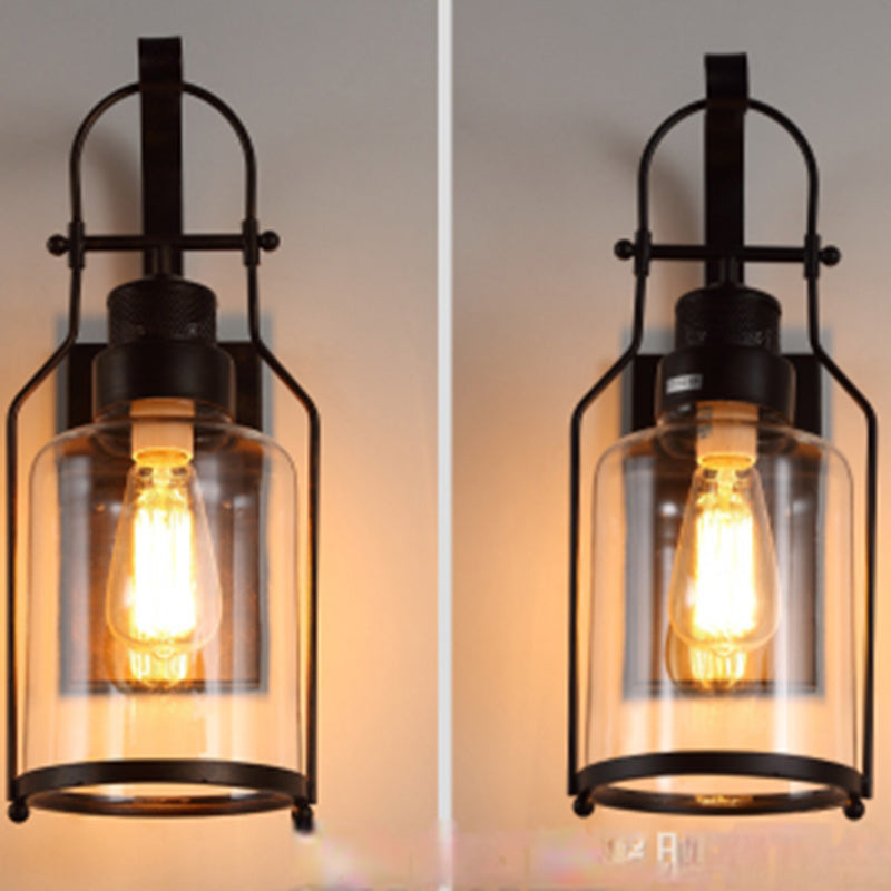 Kettle Shape Iron Glass Wall Lamp