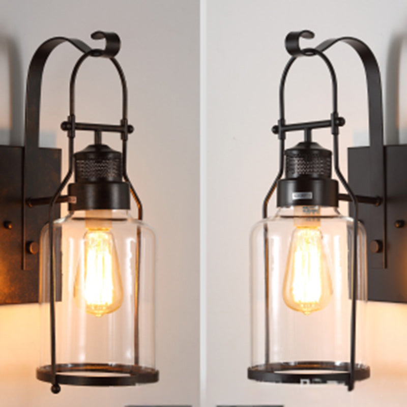 Kettle Shape Iron Glass Wall Lamp