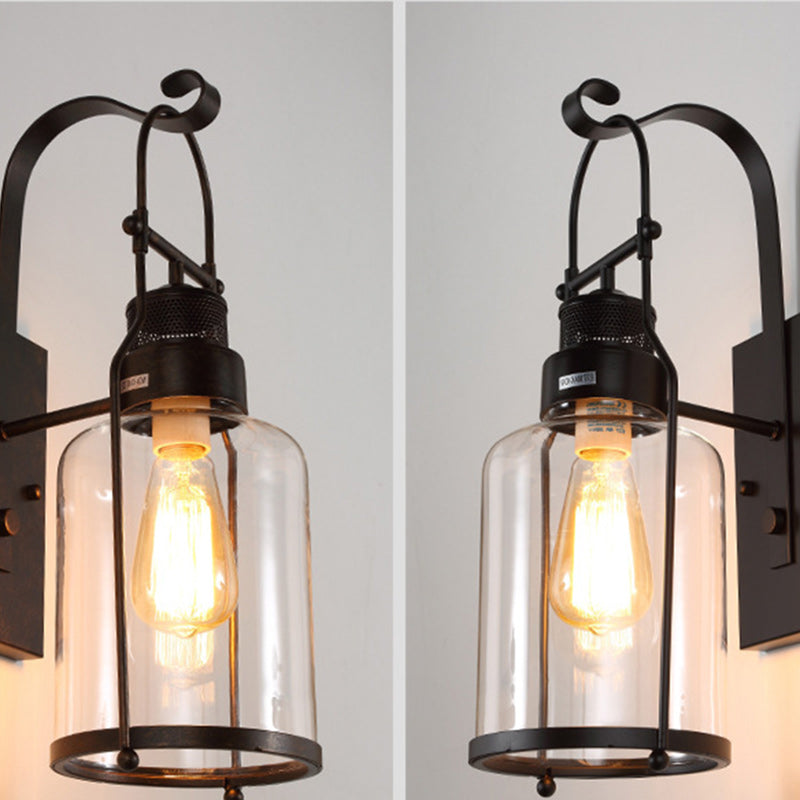 Kettle Shape Iron Glass Wall Lamp
