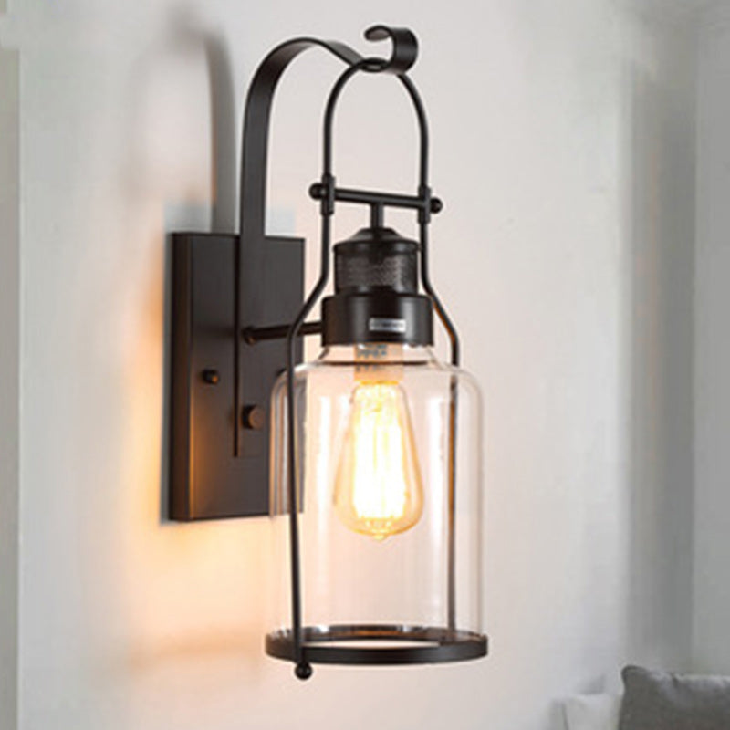 Kettle Shape Iron Glass Wall Lamp