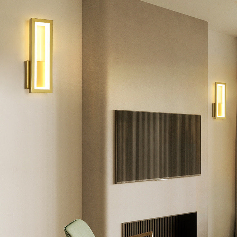 Iron Acrylic Rectangle Bedroom Wall Lamp