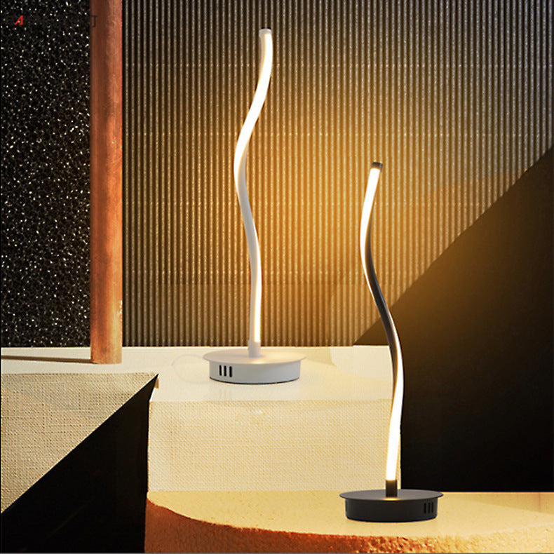 Curve Aluminum Iron Bedroom Table Lamp
