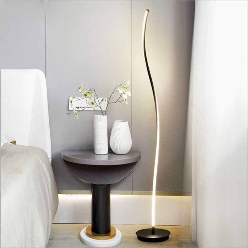Aluminum Iron Long Curve Floor Lamp