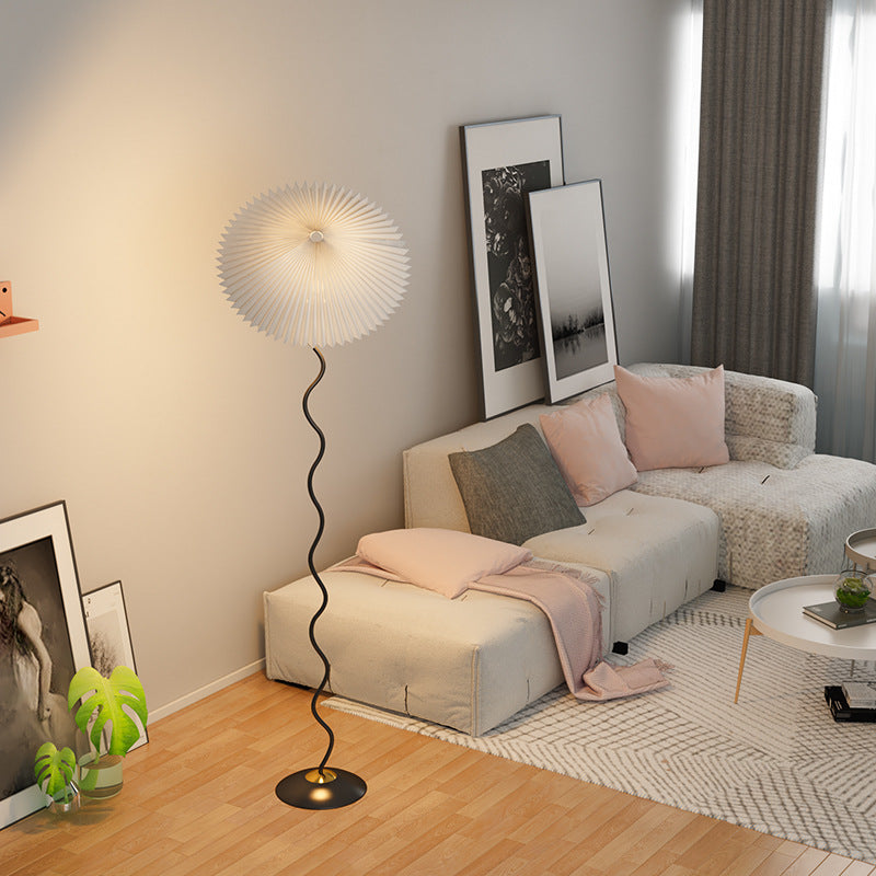 Fabric Iron Umbrella Living Floor Lamp