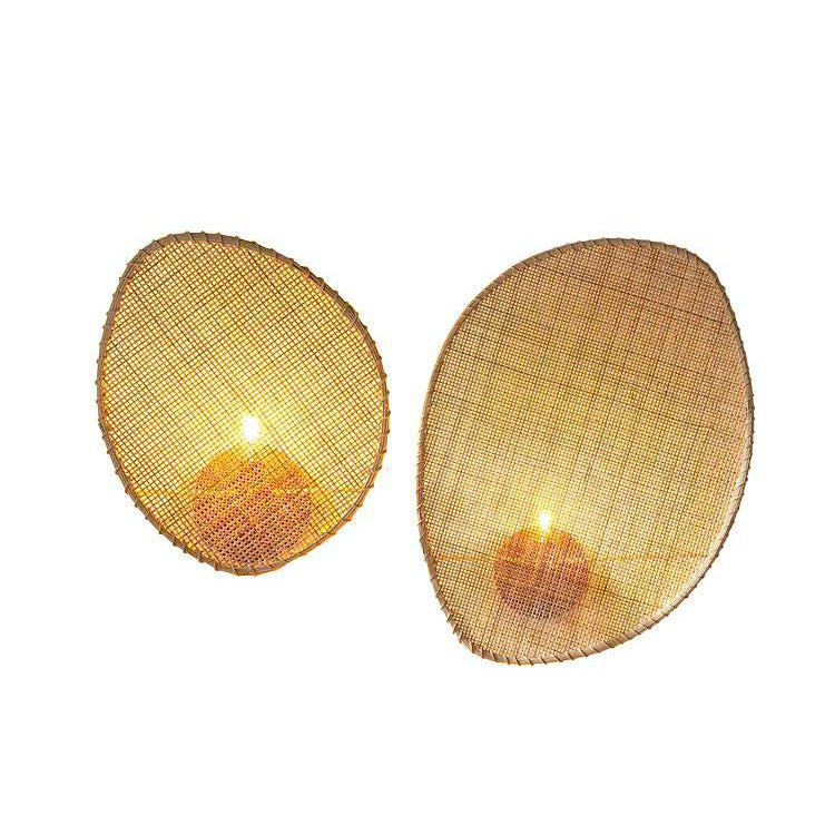 Leaf Shape Hardware Rattan Wall Lamp