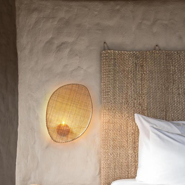 Leaf Shape Hardware Rattan Wall Lamp