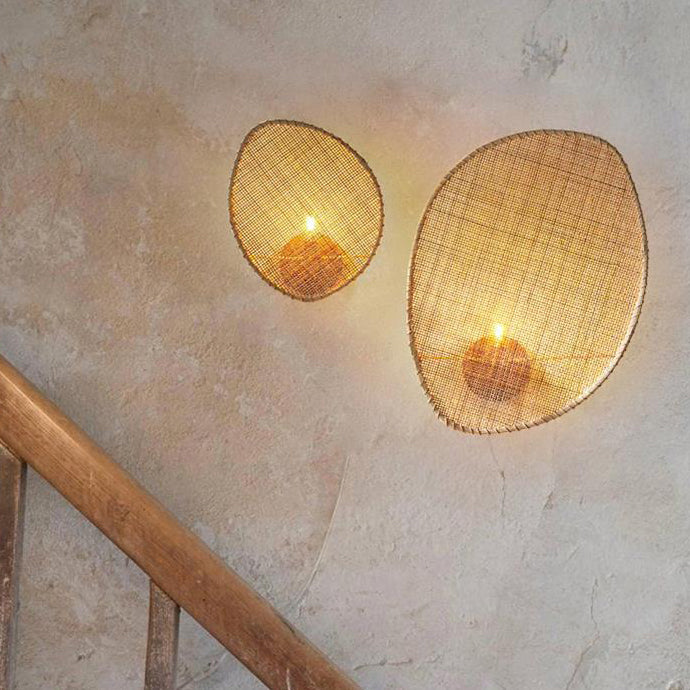 Leaf Shape Hardware Rattan Wall Lamp
