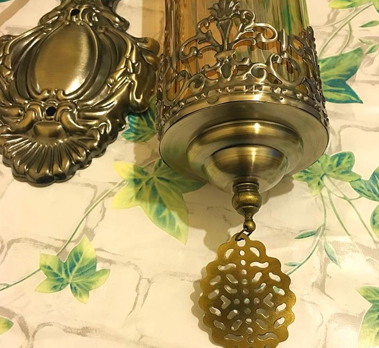 Carving Iron Glass Dining Wall Lamp