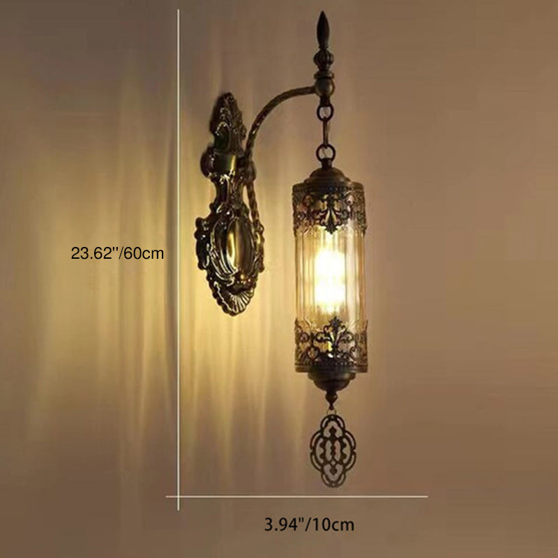 Carving Iron Glass Dining Wall Lamp